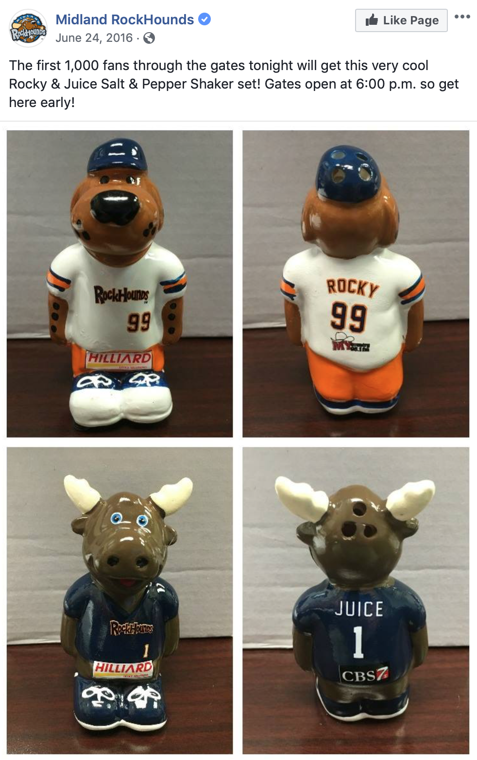 Featured_Articles_Stadium_Giveaways_Midland_Rockhounds_1 Midland Rockhounds mascots Juice the Moose and Rocky Rockhound salt and pepper shakers
