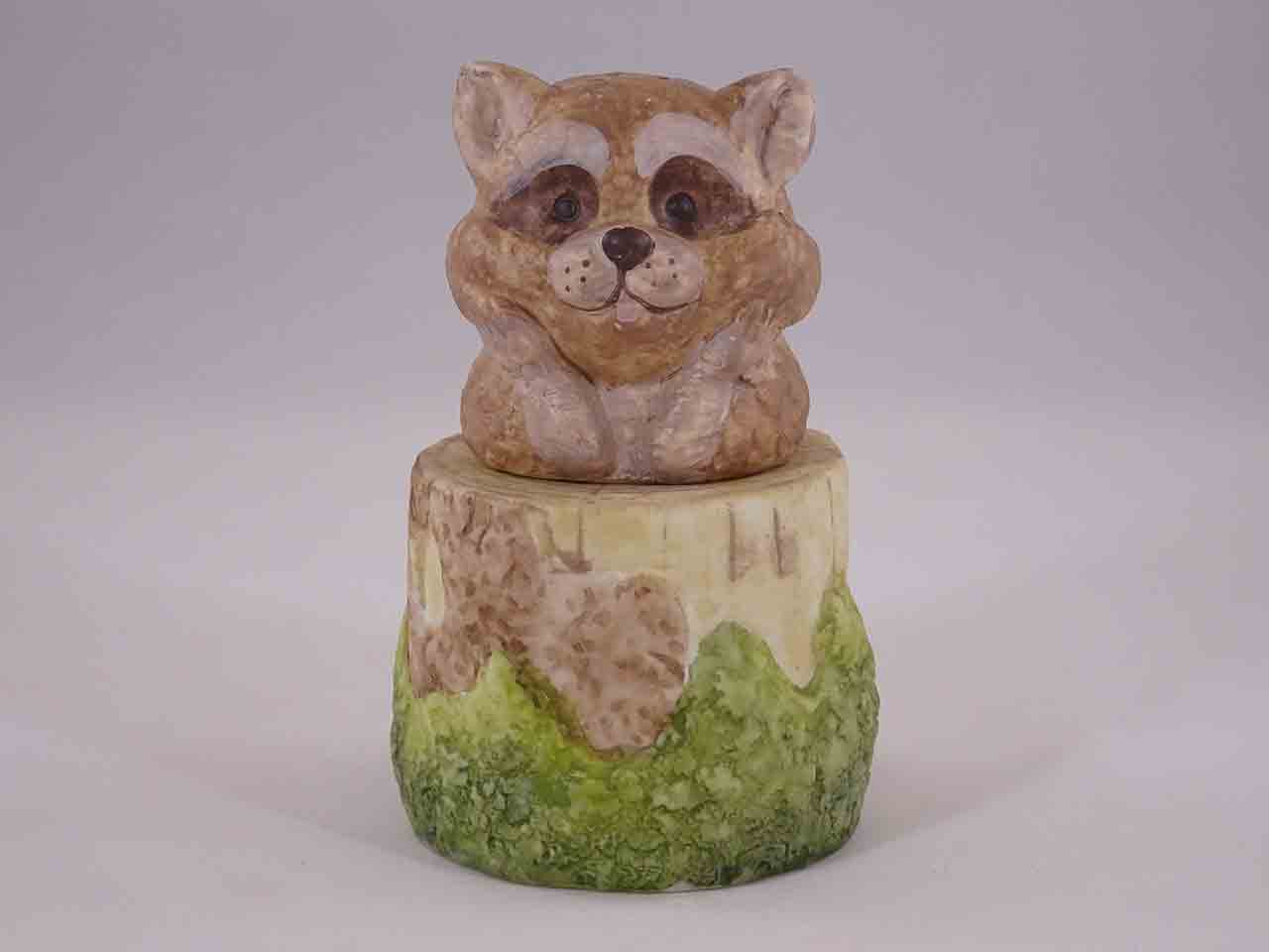 45973 Animals on Tree Stumps Stacker Series Salt and Pepper Shakers - Raccoon