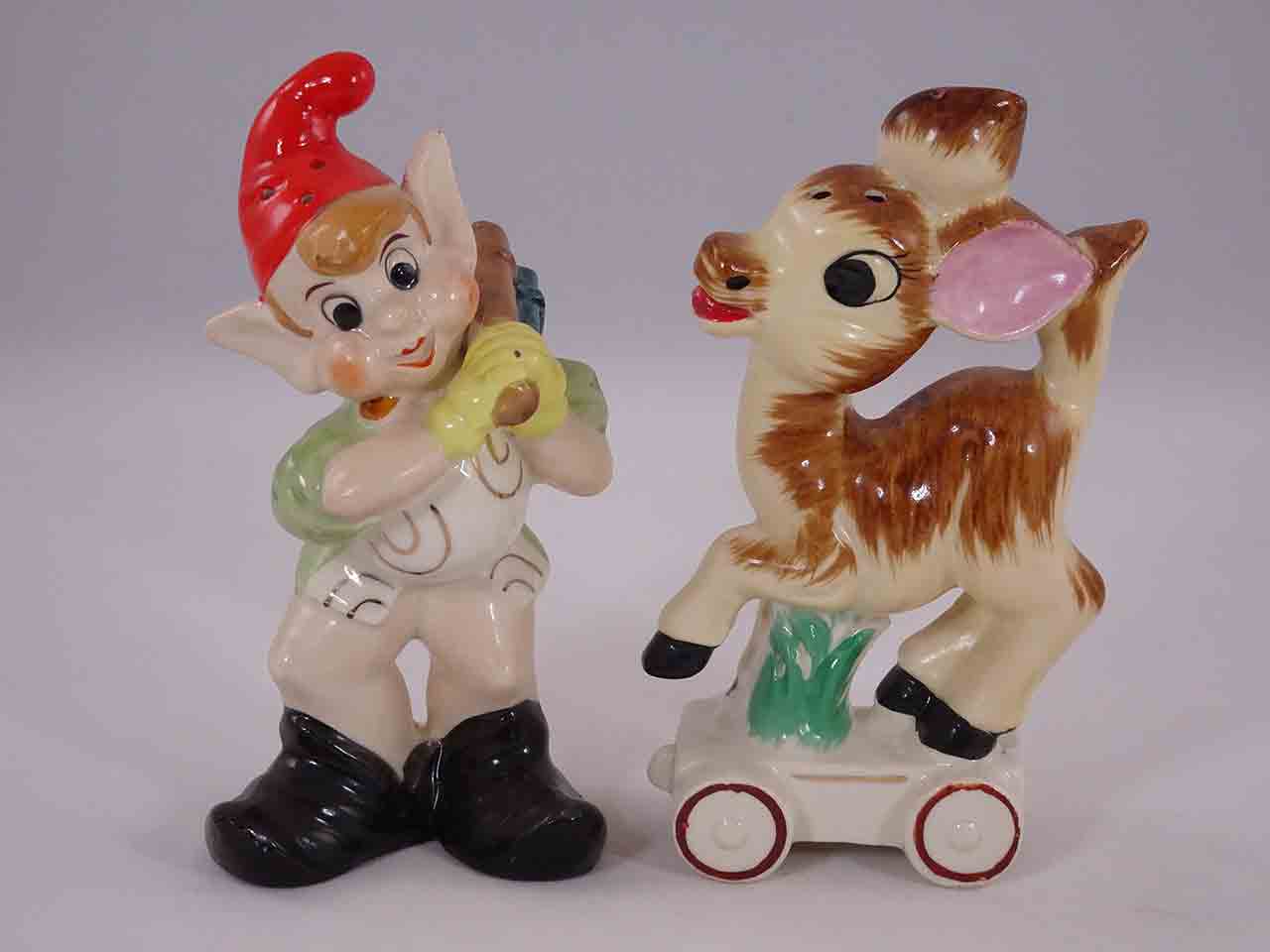 47902 Shafford elf with deer salt and pepper shakers