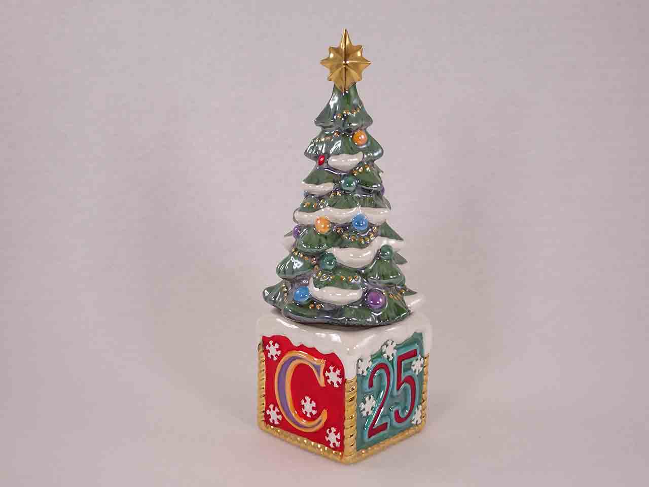 50330 Christopher Radko Christmas sets on toy blocks salt and pepper shakers -tree