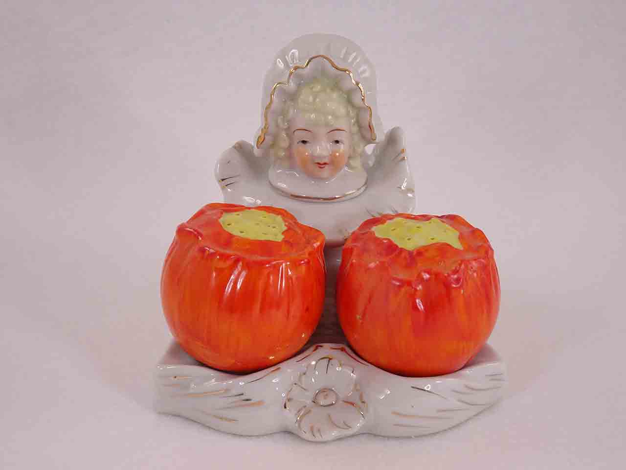 50888 Occupied Japan condiment set and salt and pepper shakers - lady