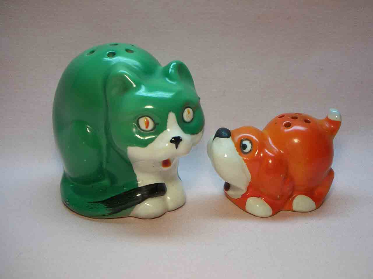 17 Large cat with small crouching dog Goebel salt and pepper shakers