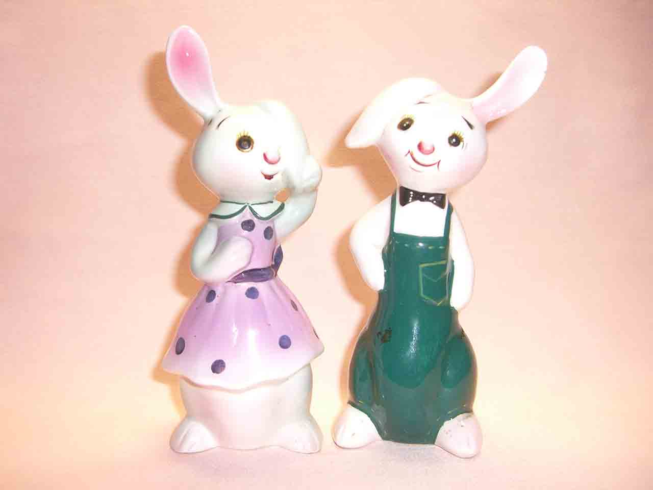 1958 Tall dressed animal series ?PY-like salt and pepper shakers - rabbits