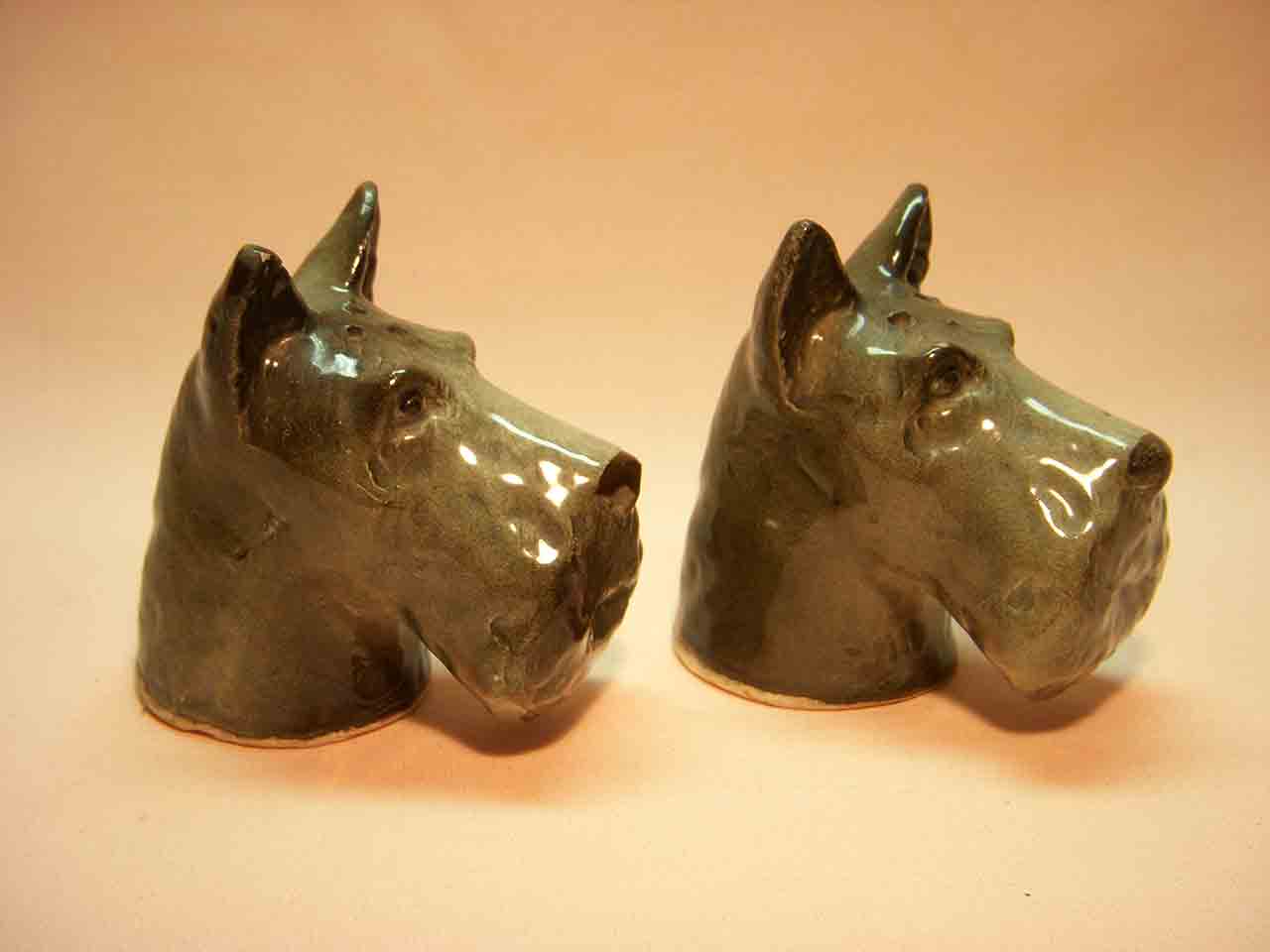 7141 Japan realistic dog heads series of salt and pepper shakers - Schnauzers