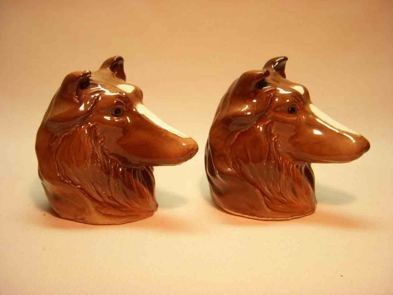 7142 Japan realistic dog heads series of salt and pepper shakers - Collies