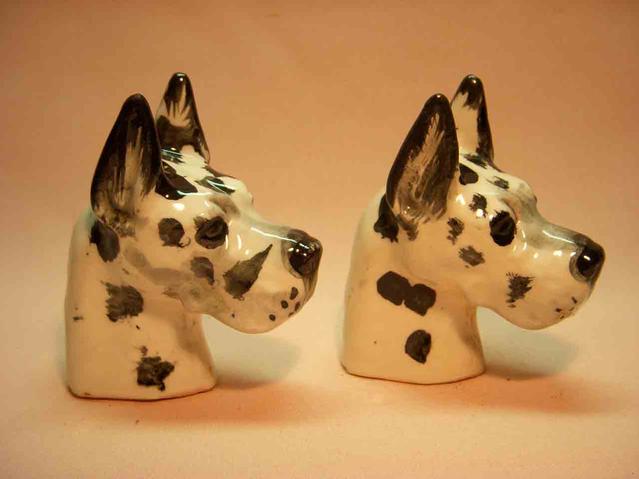 7143 Japan realistic dog heads series of salt and pepper shakers - Great Danes